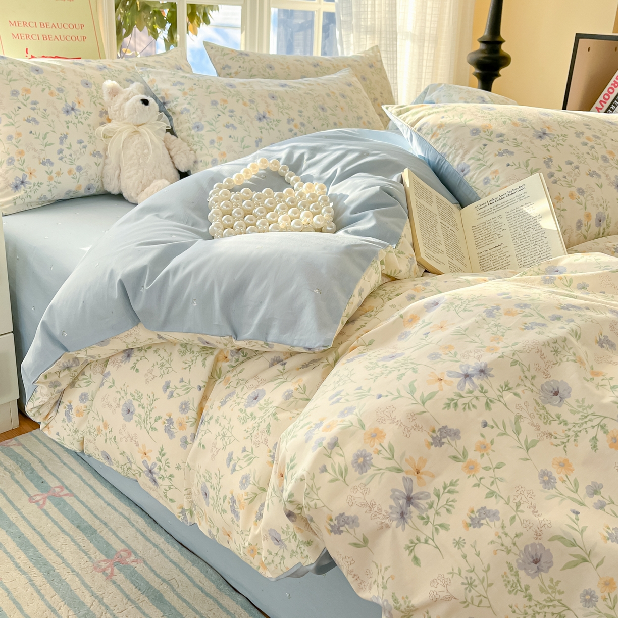 91家纺网 家纺一手货源 找家纺 瑞莱 2026新款全棉印花13070花卉系列四件套 镜花缘