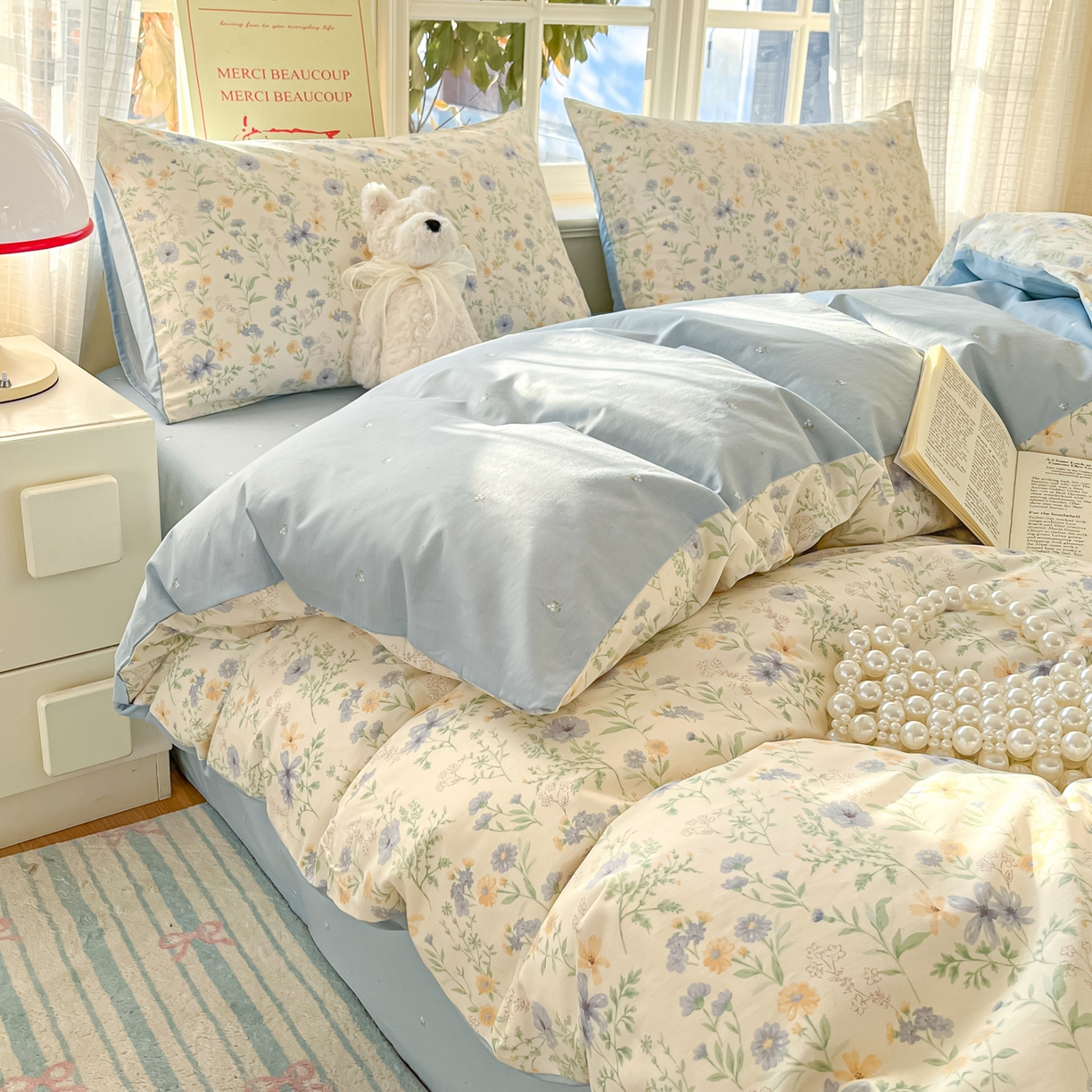 91家纺网 家纺一手货源 找家纺 瑞莱 2026新款全棉印花13070花卉系列四件套 镜花缘