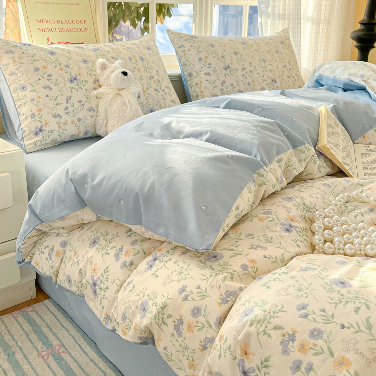 91家纺网 家纺一手货源 找家纺 瑞莱 2026新款全棉印花13070花卉系列四件套 镜花缘