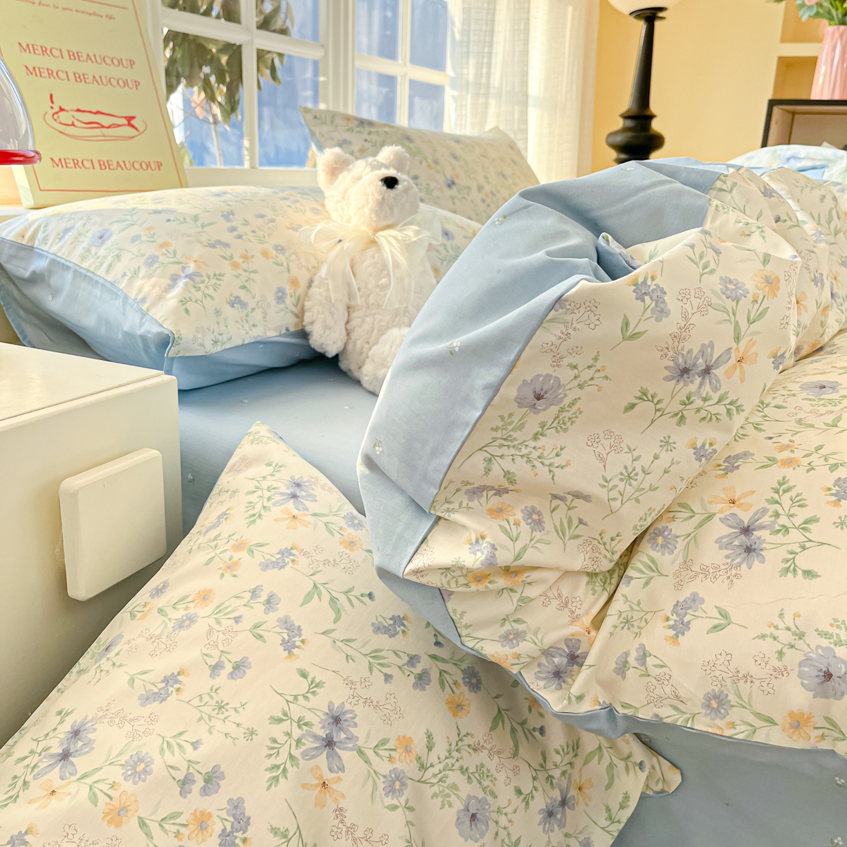 91家纺网 家纺一手货源 找家纺 瑞莱 2026新款全棉印花13070花卉系列四件套 镜花缘