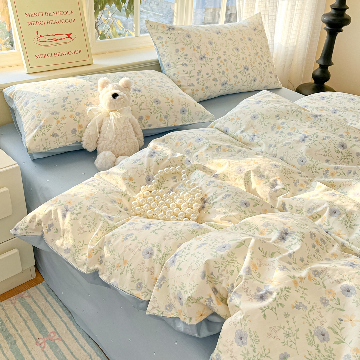 91家纺网 家纺一手货源 找家纺 瑞莱 2026新款全棉印花13070花卉系列四件套 镜花缘