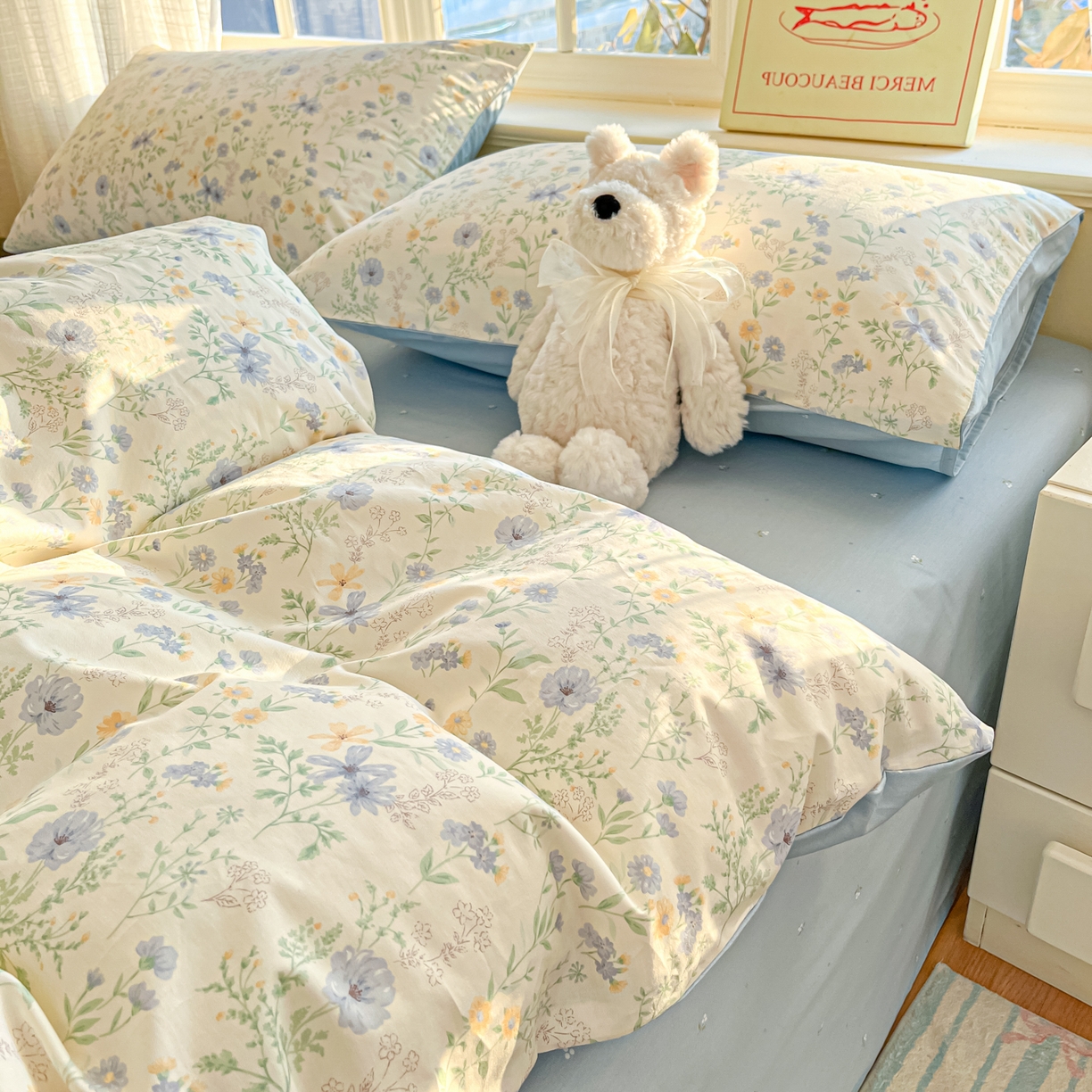 91家纺网 家纺一手货源 找家纺 瑞莱 2026新款全棉印花13070花卉系列四件套 镜花缘