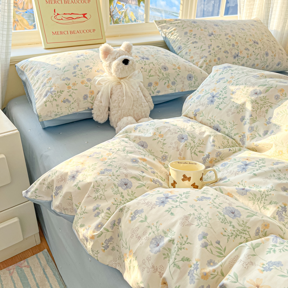 91家纺网 家纺一手货源 找家纺 瑞莱 2026新款全棉印花13070花卉系列四件套 镜花缘