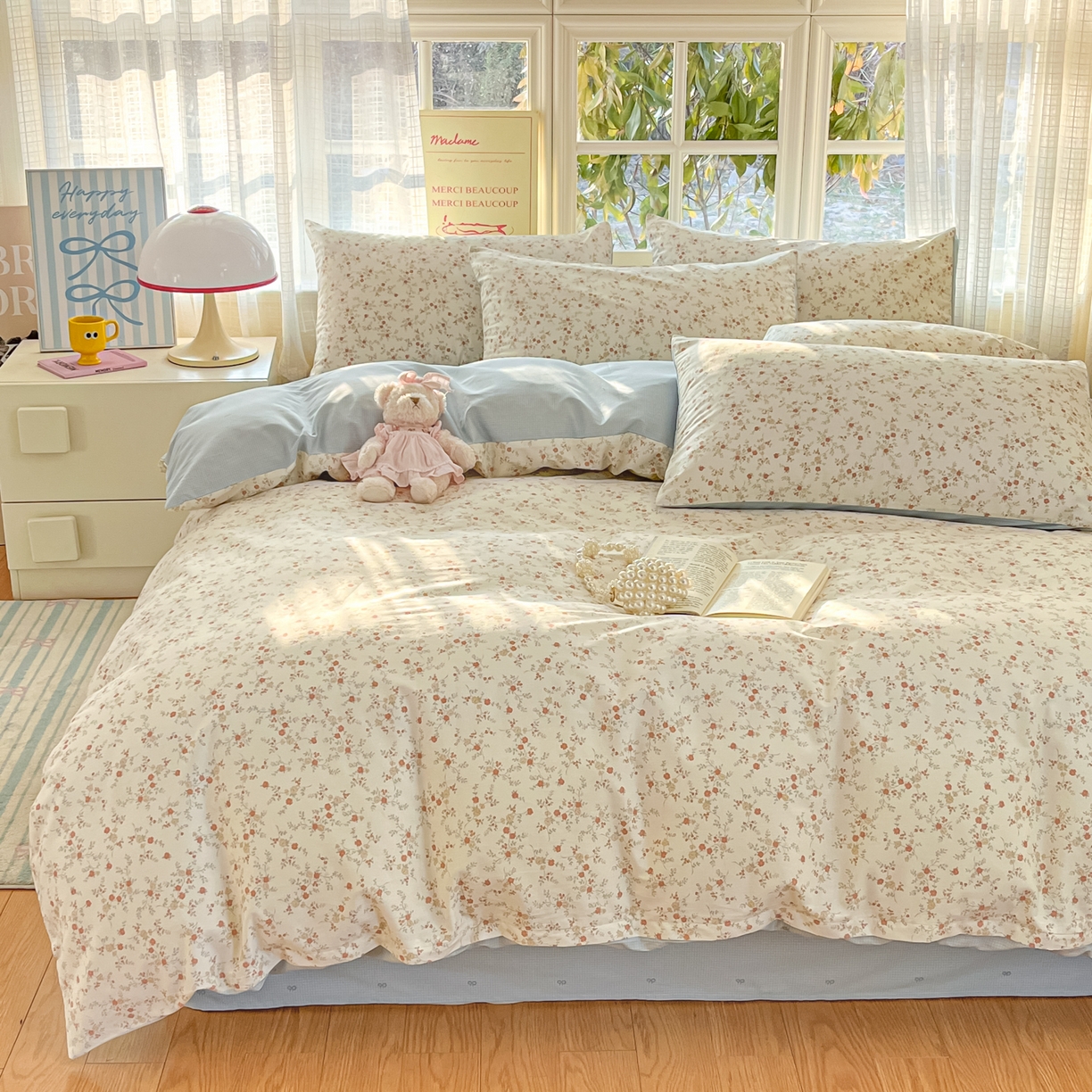 91家纺网 家纺一手货源 找家纺 瑞莱 2026新款全棉印花13070花卉系列四件套 沫汐