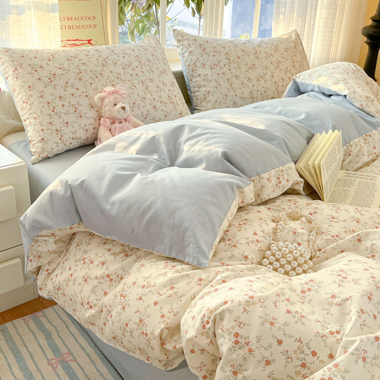 91家纺网 家纺一手货源 找家纺 瑞莱 2026新款全棉印花13070花卉系列四件套 沫汐