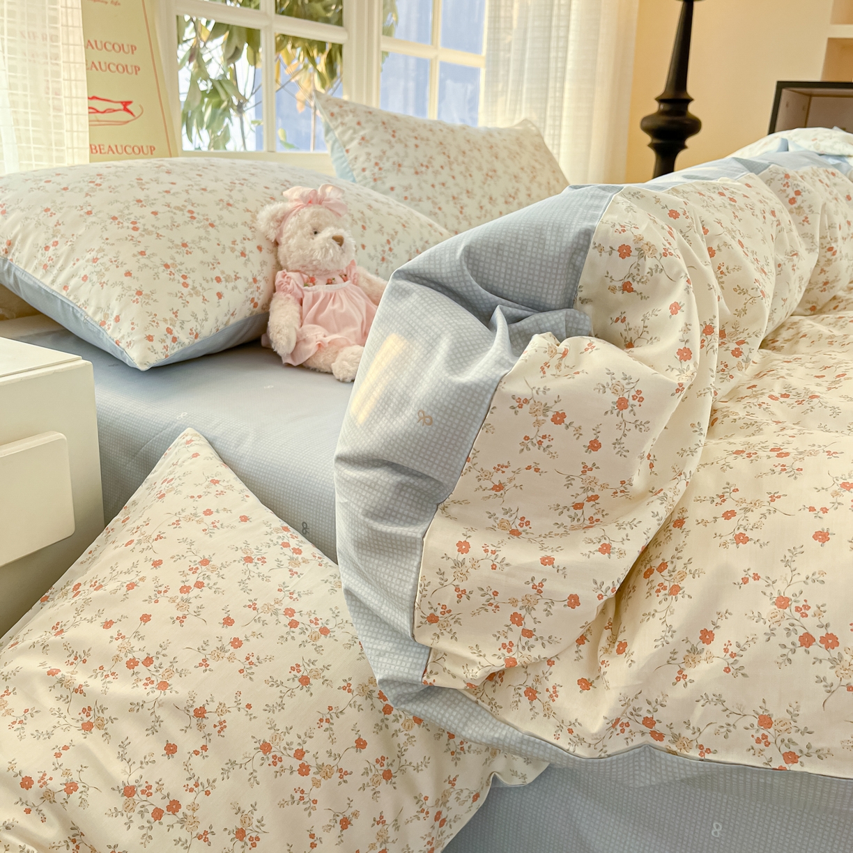 91家纺网 家纺一手货源 找家纺 瑞莱 2026新款全棉印花13070花卉系列四件套 沫汐