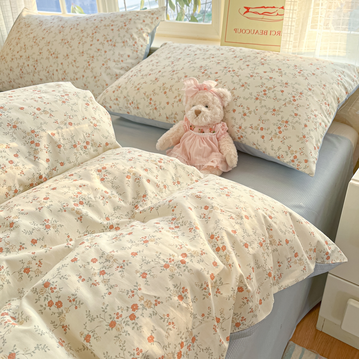 91家纺网 家纺一手货源 找家纺 瑞莱 2026新款全棉印花13070花卉系列四件套 沫汐