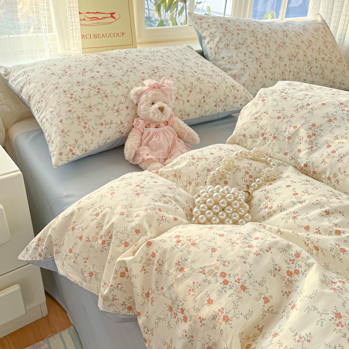 91家纺网 家纺一手货源 找家纺 瑞莱 2026新款全棉印花13070花卉系列四件套 沫汐