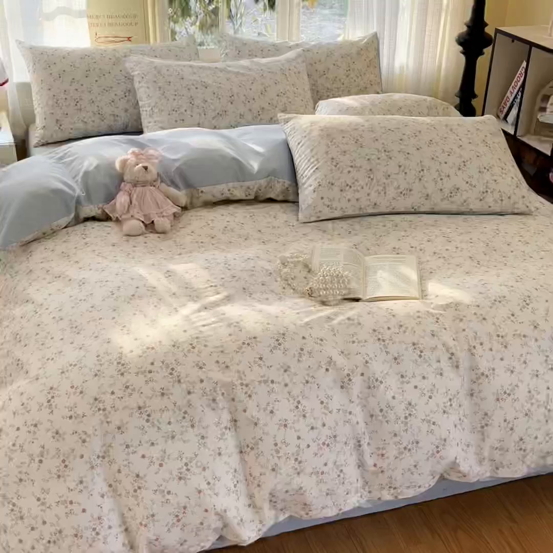 91家纺网 家纺一手货源 找家纺 瑞莱 2026新款全棉印花13070花卉系列四件套 沫汐