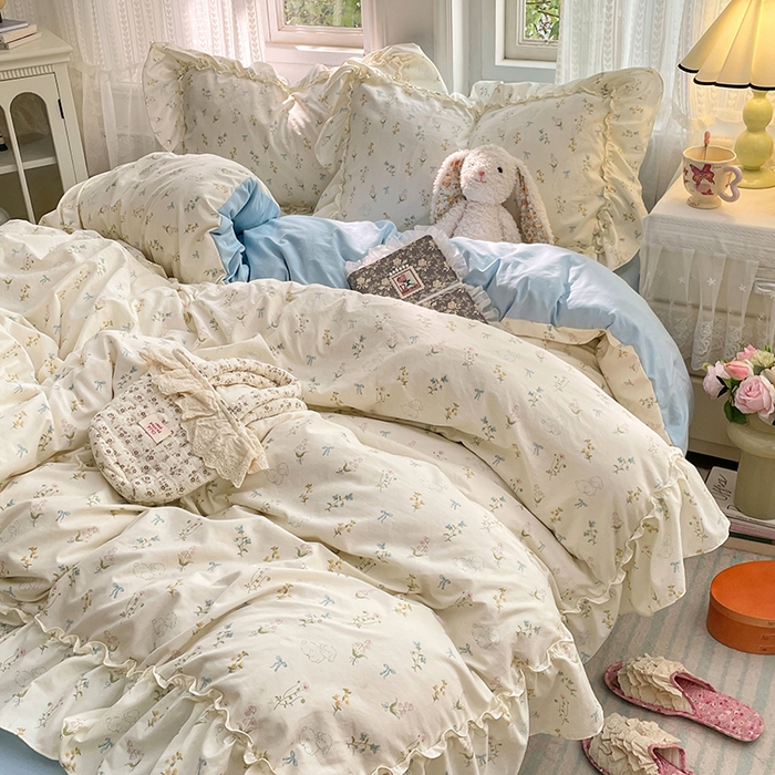 91家纺网 家纺一手货源 找家纺 （总）优佳优品 2026新款A类仿棉水洗法式工艺花边四件套