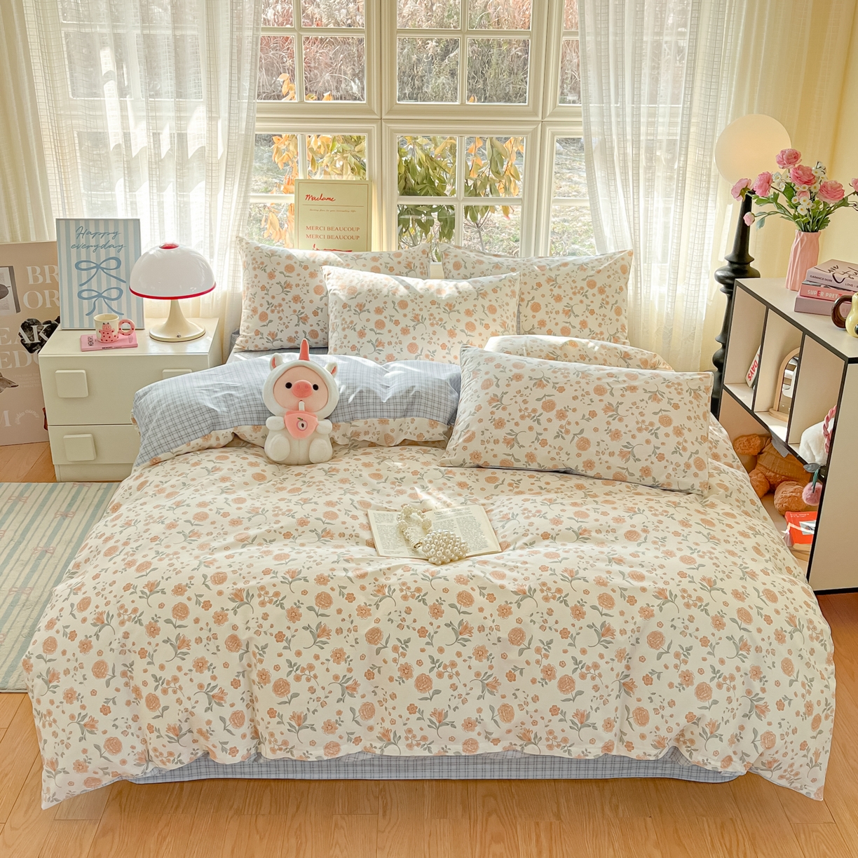 91家纺网 家纺一手货源 找家纺 瑞莱 2026新款全棉印花13070花卉系列四件套 时花令