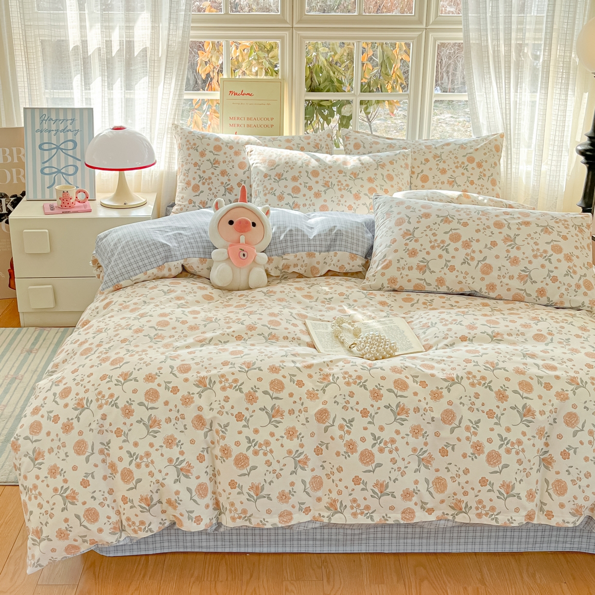 91家纺网 家纺一手货源 找家纺 瑞莱 2026新款全棉印花13070花卉系列四件套 时花令