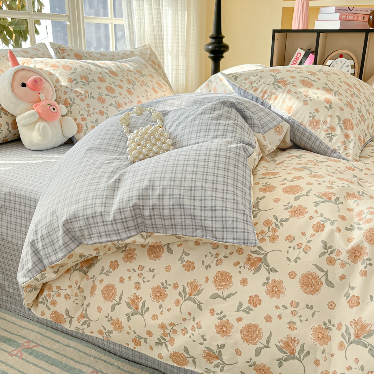 91家纺网 家纺一手货源 找家纺 瑞莱 2026新款全棉印花13070花卉系列四件套 时花令