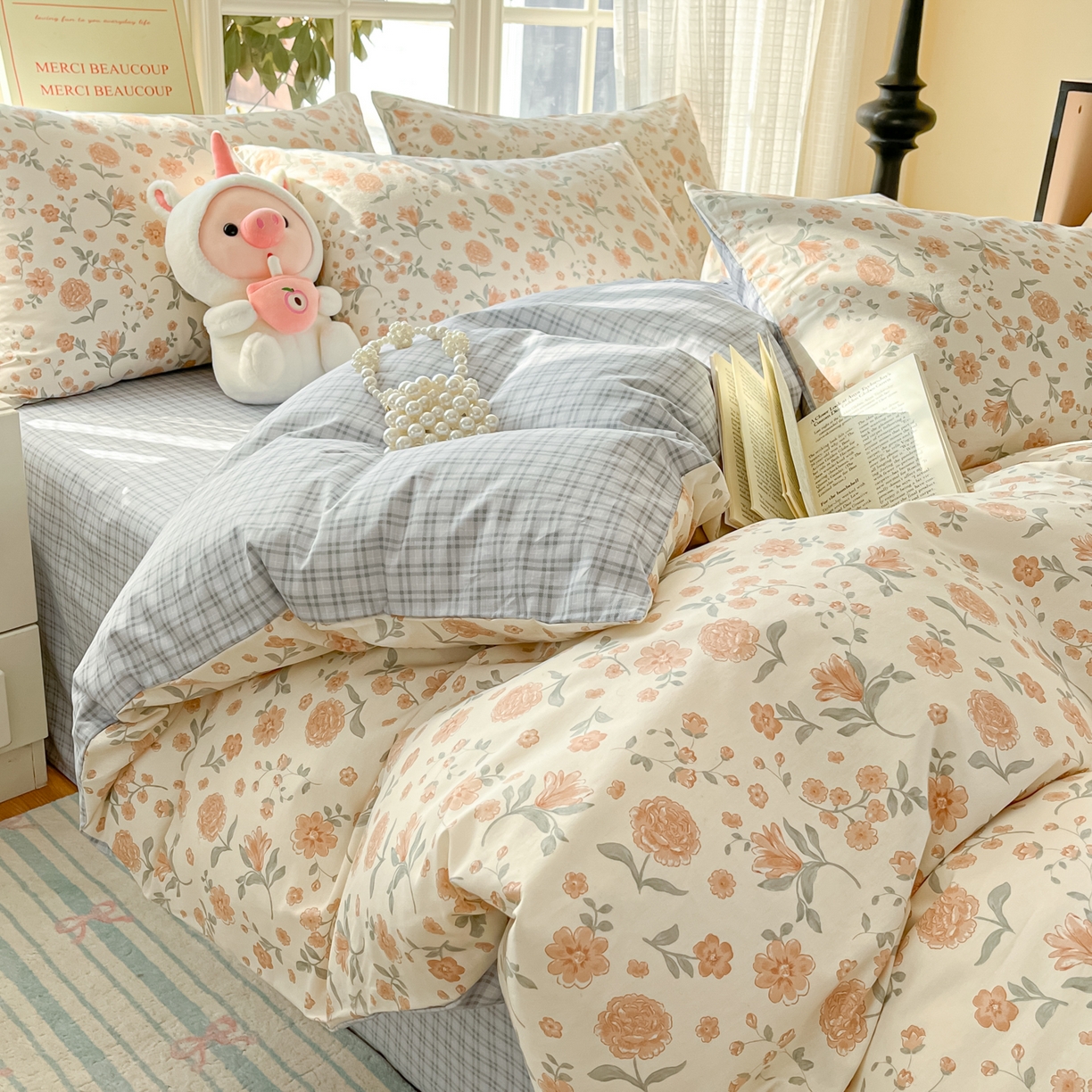 91家纺网 家纺一手货源 找家纺 瑞莱 2026新款全棉印花13070花卉系列四件套 时花令