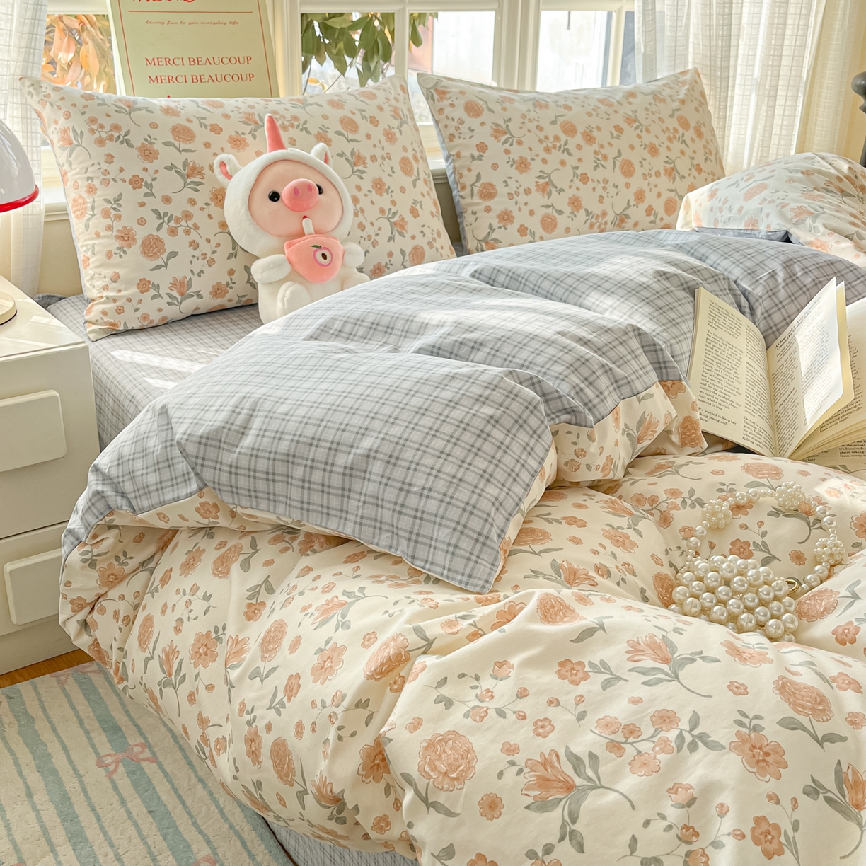 91家纺网 家纺一手货源 找家纺 瑞莱 2026新款全棉印花13070花卉系列四件套 时花令