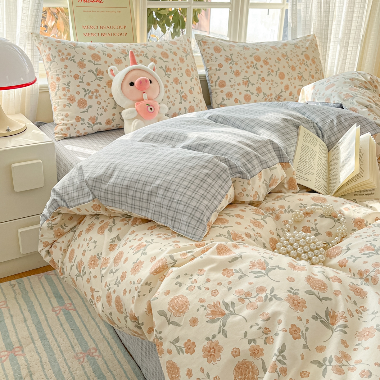 91家纺网 家纺一手货源 找家纺 瑞莱 2026新款全棉印花13070花卉系列四件套 时花令