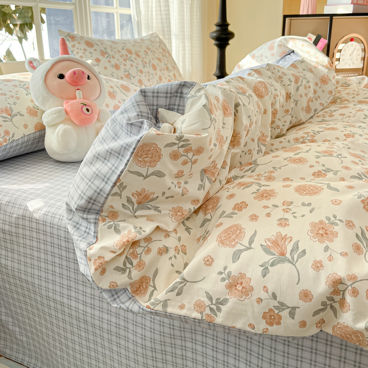 91家纺网 家纺一手货源 找家纺 瑞莱 2026新款全棉印花13070花卉系列四件套 时花令