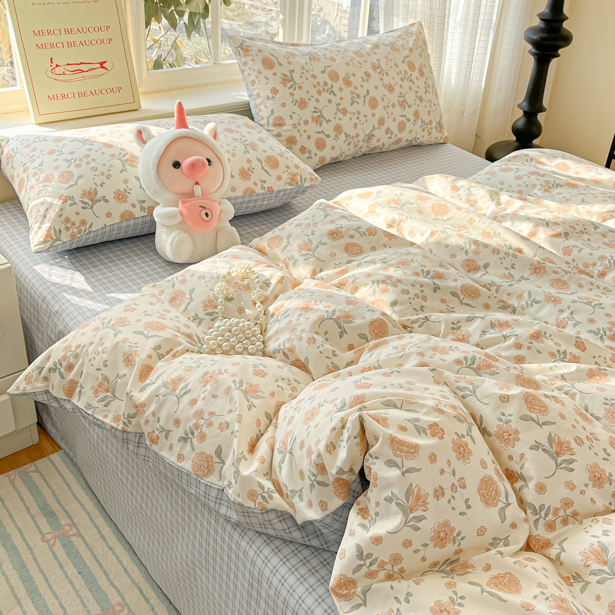 91家纺网 家纺一手货源 找家纺 瑞莱 2026新款全棉印花13070花卉系列四件套 时花令