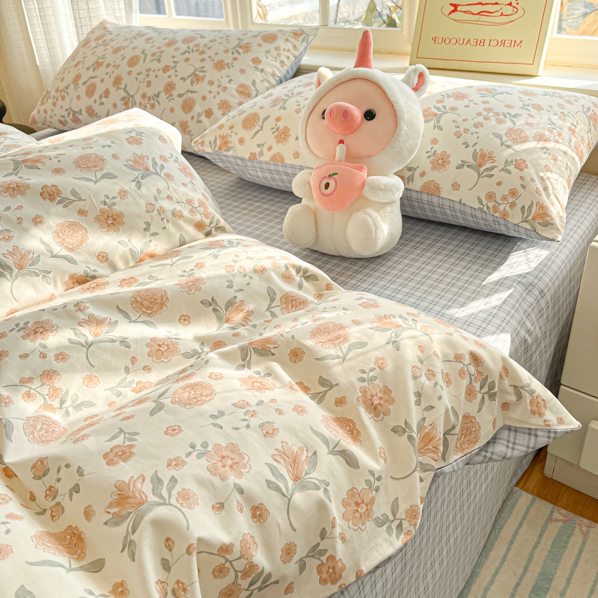 91家纺网 家纺一手货源 找家纺 瑞莱 2026新款全棉印花13070花卉系列四件套 时花令