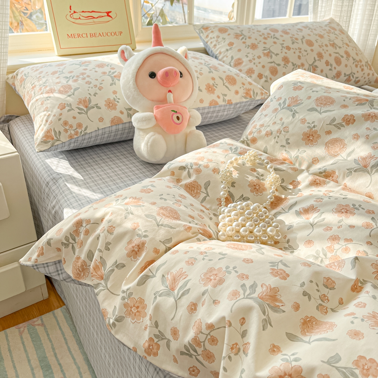 91家纺网 家纺一手货源 找家纺 瑞莱 2026新款全棉印花13070花卉系列四件套 时花令