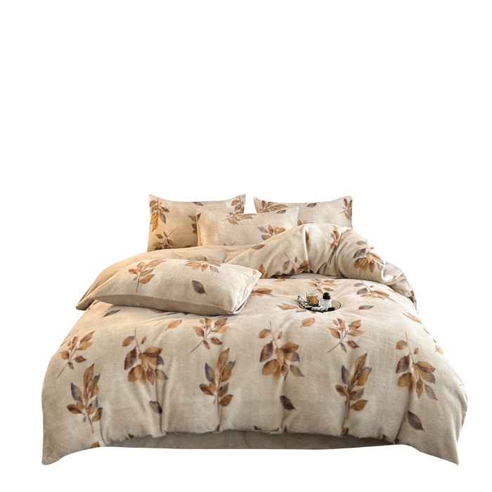 91家纺网 家纺一手货源 找家纺 良品汇馆 2026新款【小米貂绒套件】秋冬保暖四件套良品绒布加厚床品牛奶绒冬天印花 小米貂-秋华