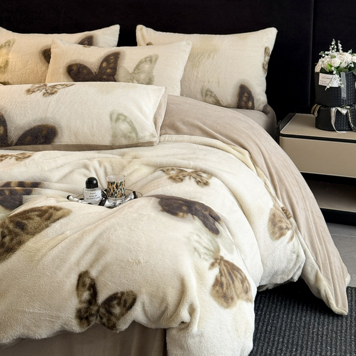 91家纺网 家纺一手货源 找家纺 【小米貂绒套件】秋冬保暖四件套良品绒布加厚床品牛奶绒冬天印花