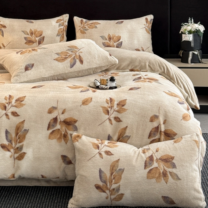 91家纺网 家纺一手货源 找家纺 【小米貂绒套件】秋冬保暖四件套良品绒布加厚床品牛奶绒冬天印花