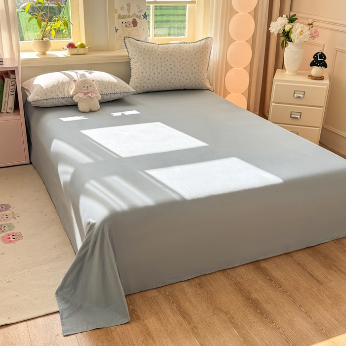 对白 2026新款A类全棉纯棉有氧双层纱贝壳边三角针单床单床单单件 花颜-蓝