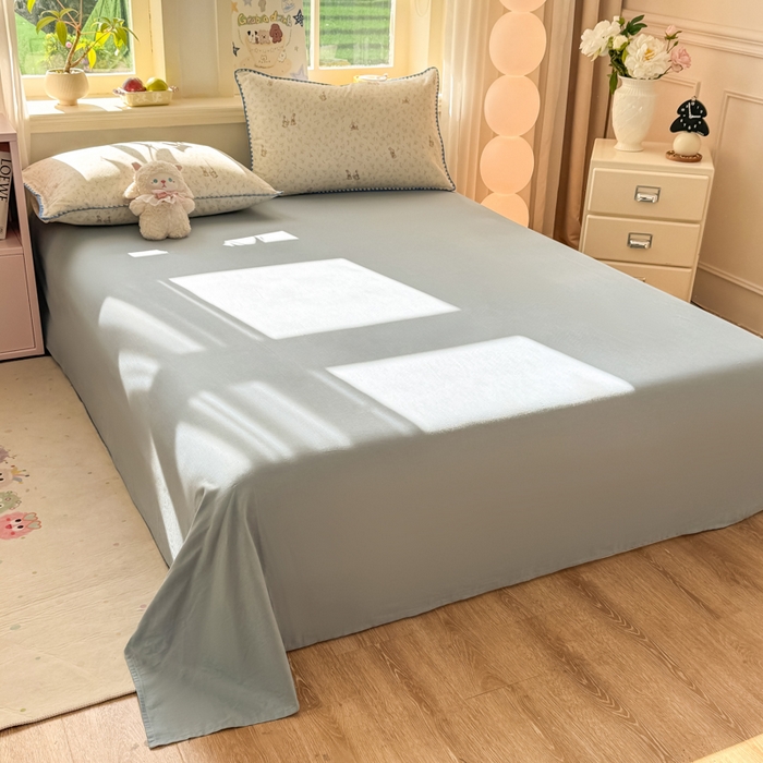 91家纺网 家纺一手货源 找家纺 对白 2026新款A类全棉纯棉有氧双层纱贝壳边三角针单床单床单单件 疏影