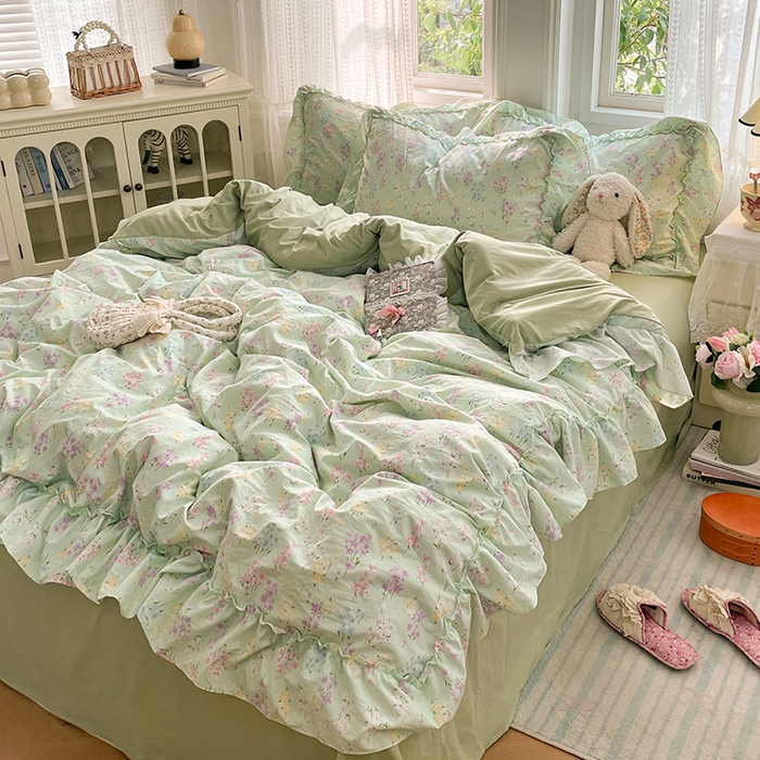 91家纺网 家纺一手货源 找家纺 （总）优佳优品 2026新款A类仿棉水洗法式工艺花边四件套