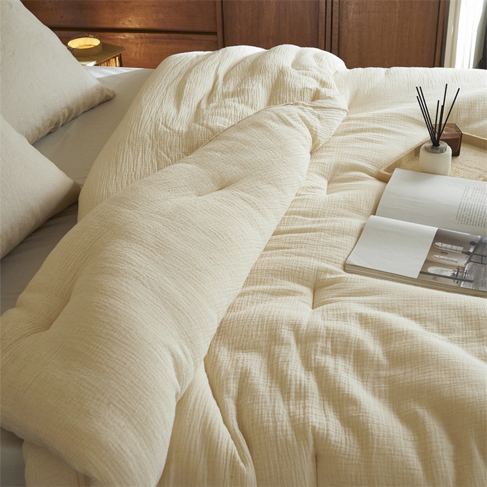 91家纺网 家纺一手货源 找家纺 【皱皱纱大豆被】全棉双层纱被芯良品被子大豆纤维被四季秋冬保暖柔软