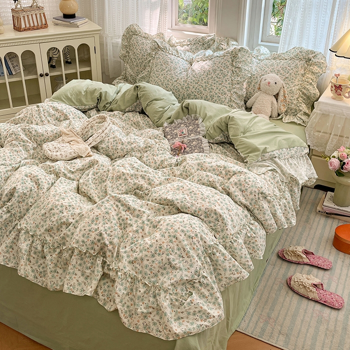 91家纺网 家纺一手货源 找家纺 （总）优佳优品 2026新款A类仿棉水洗法式工艺花边四件套