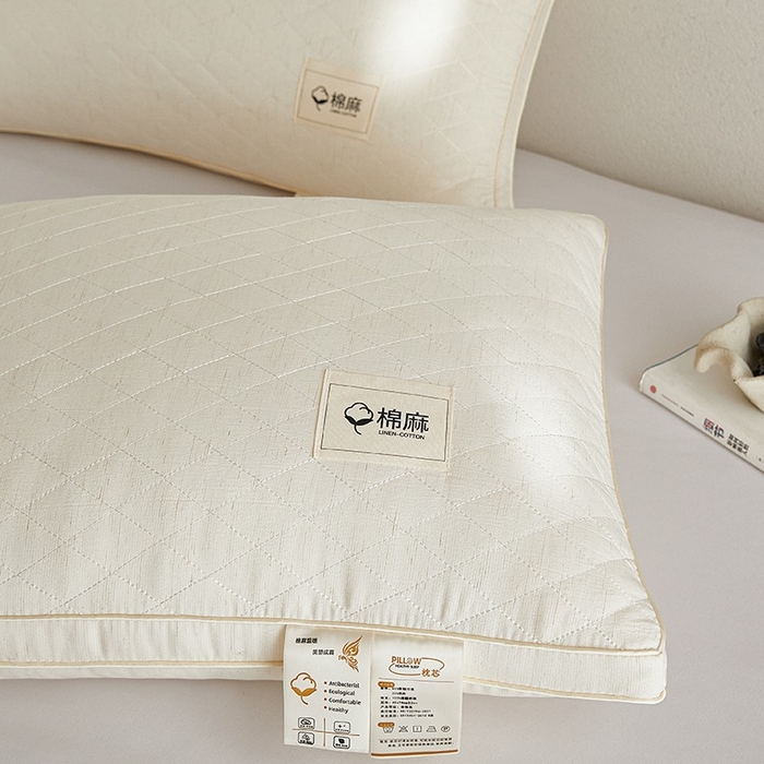 91家纺网 家纺一手货源 找家纺 怡薇格枕芯 2026新款亲肤棉麻枕头枕芯 棉麻-白色
