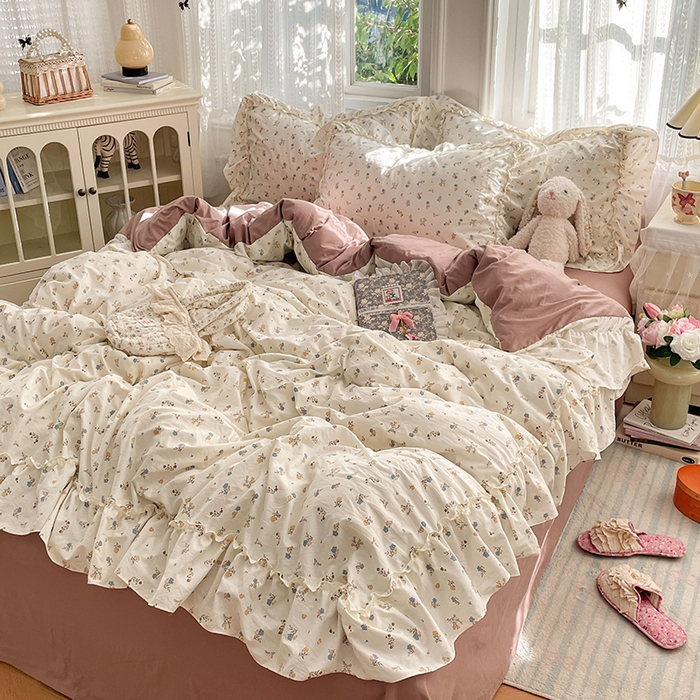 91家纺网 家纺一手货源 找家纺 （总）优佳优品 2026新款A类仿棉水洗法式工艺花边四件套