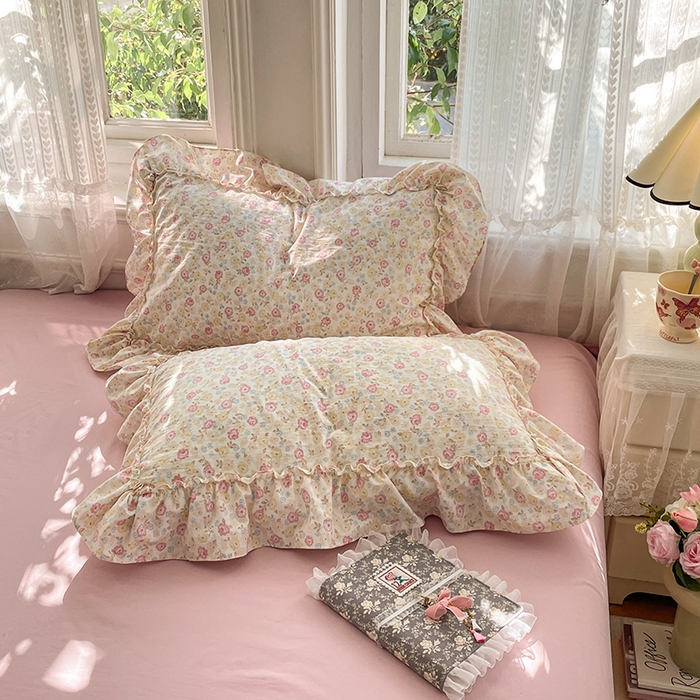 91家纺网 家纺一手货源 找家纺 优佳优品 2026新款A类仿棉水洗法式工艺花边四件套 枫丹香谢