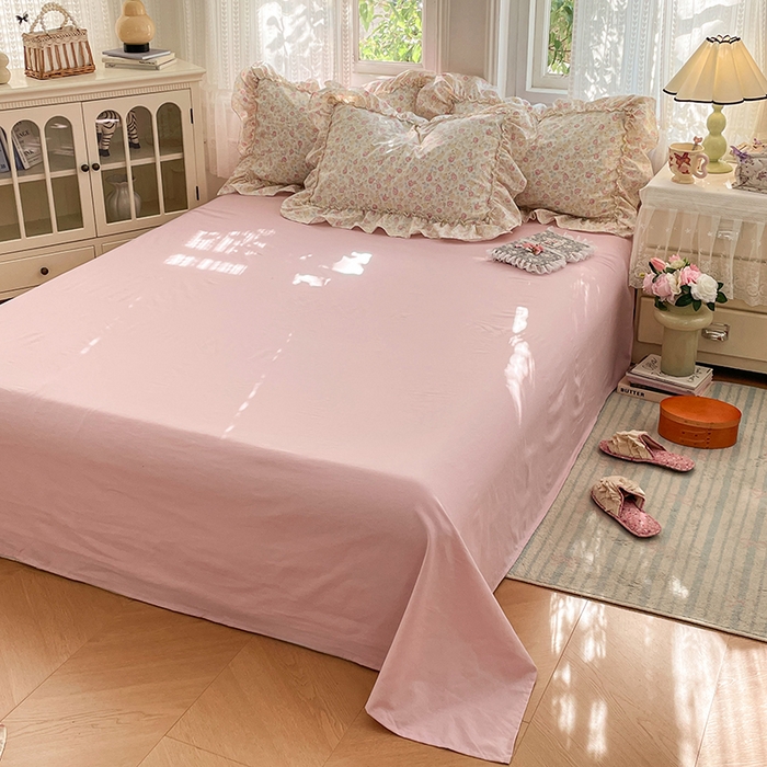 91家纺网 家纺一手货源 找家纺 优佳优品 2026新款A类仿棉水洗法式工艺花边四件套 枫丹香谢