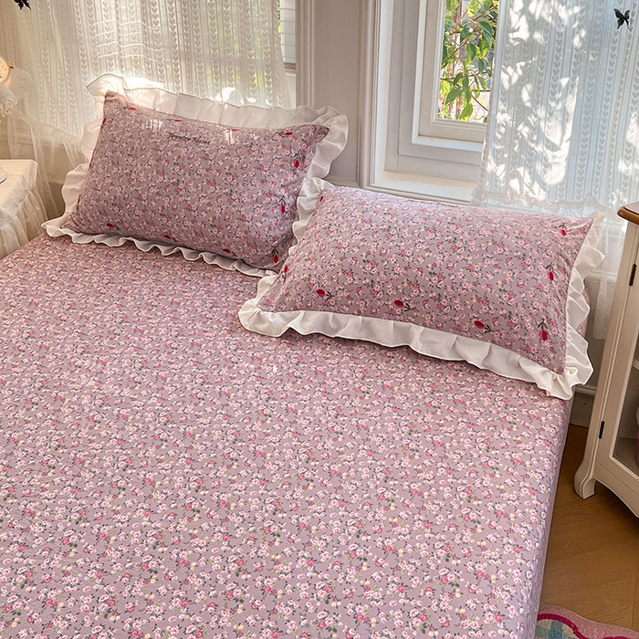 91家纺网 家纺一手货源 找家纺 圣比熊 2026新款A类云朵棉刺绣花边枕套宿舍单人单只一只装绣花枕芯内胆套 花间集-粉（刺绣款）