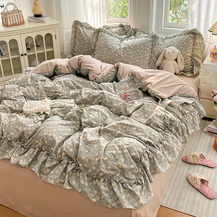 优佳优品 2026新款A类仿棉水洗法式工艺花边四件套 花海