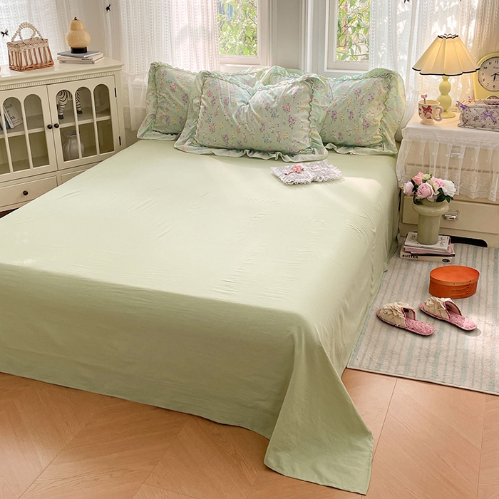 91家纺网 家纺一手货源 找家纺 优佳优品 2026新款A类仿棉水洗法式工艺花边四件套 花开半夏