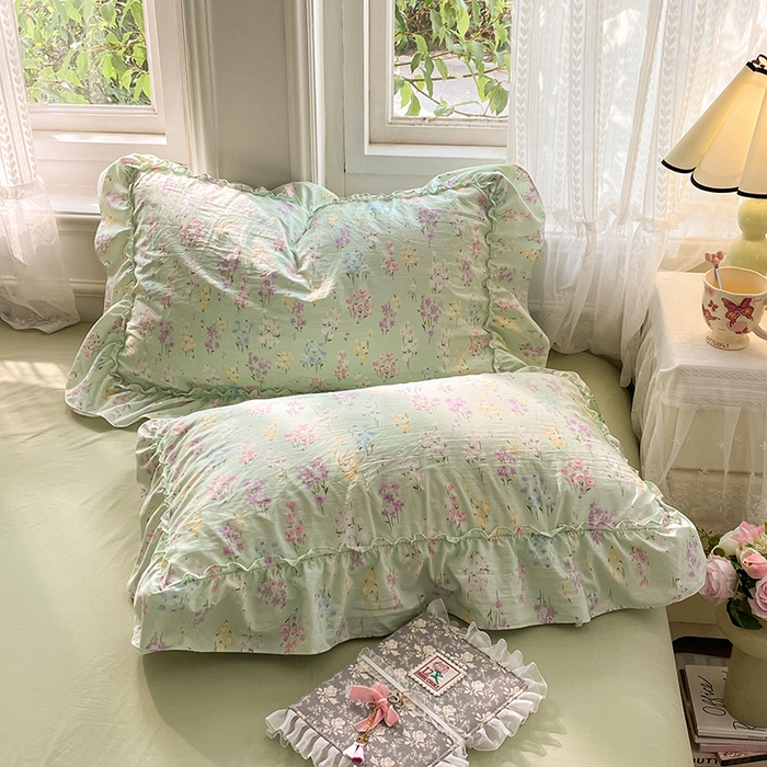 91家纺网 家纺一手货源 找家纺 优佳优品 2026新款A类仿棉水洗法式工艺花边四件套 花开半夏