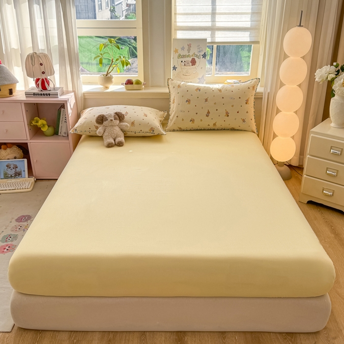 对白 2026新款A类全棉纯棉有氧双层纱贝壳边三角针单床笠床笠单件 星星人