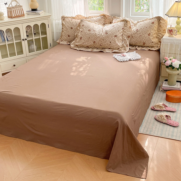 91家纺网 家纺一手货源 找家纺 优佳优品 2026新款A类仿棉水洗法式工艺花边四件套 奶豹栖塌