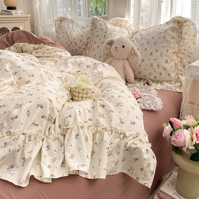 91家纺网 家纺一手货源 找家纺 优佳优品 2026新款A类仿棉水洗法式工艺花边四件套 鸳尾轻眠