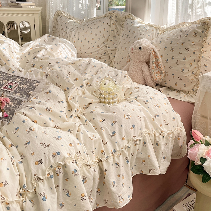 91家纺网 家纺一手货源 找家纺 优佳优品 2026新款A类仿棉水洗法式工艺花边四件套 鸳尾轻眠