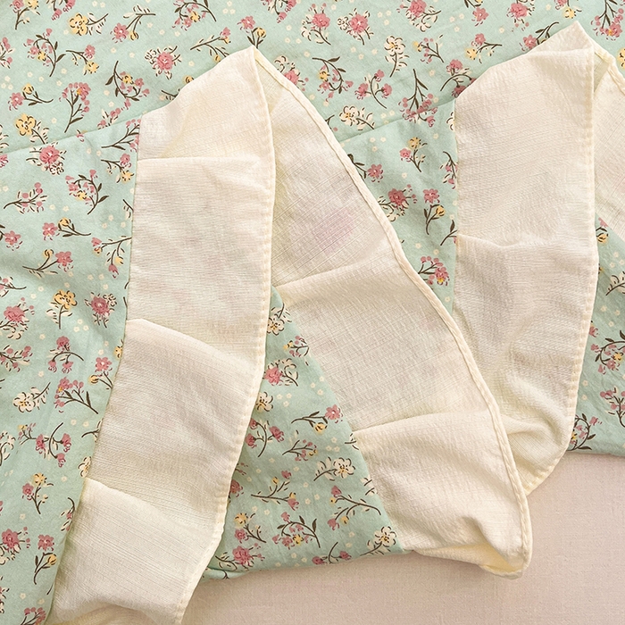 91家纺网 家纺一手货源 找家纺 圣比熊 2026新款A类云朵棉刺绣花边枕套宿舍情侣绣花双人加长枕芯内胆套 薄荷之夏（刺绣款）