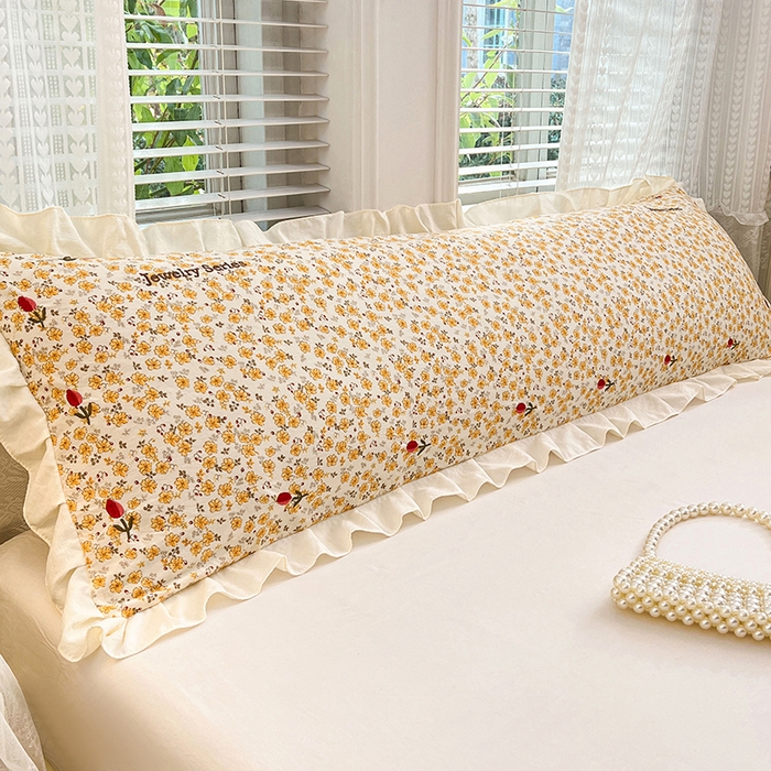 圣比熊 2026新款A类云朵棉刺绣花边枕套宿舍情侣绣花双人加长枕芯内胆套 春日暖阳（刺绣款）