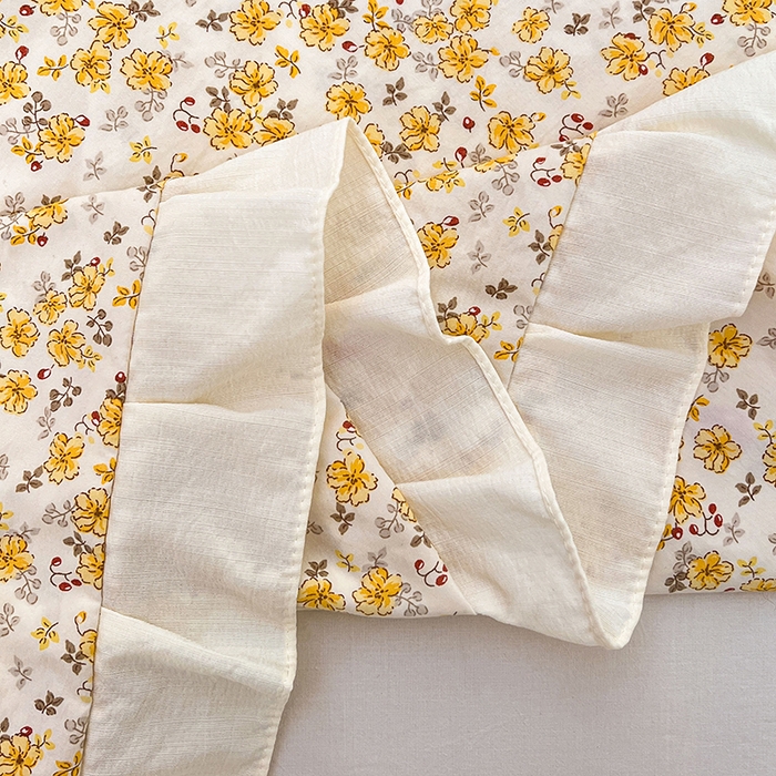 91家纺网 家纺一手货源 找家纺 圣比熊 2026新款A类云朵棉刺绣花边枕套宿舍情侣绣花双人加长枕芯内胆套 春日暖阳（刺绣款）