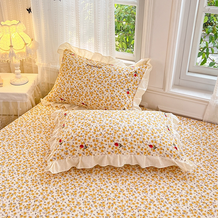 梦舒羽 2026新款A类云朵棉刺绣花边枕套宿舍单人单只一只装绣花枕芯内胆套 春日暖阳（刺绣款）