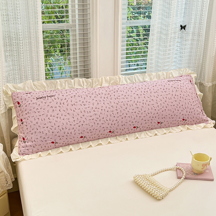 91家纺网 家纺一手货源 找家纺 梦舒羽 2026新款A类云朵棉刺绣花边枕套宿舍情侣绣花双人加长枕芯内胆套 爱丽丝-粉（刺绣款）