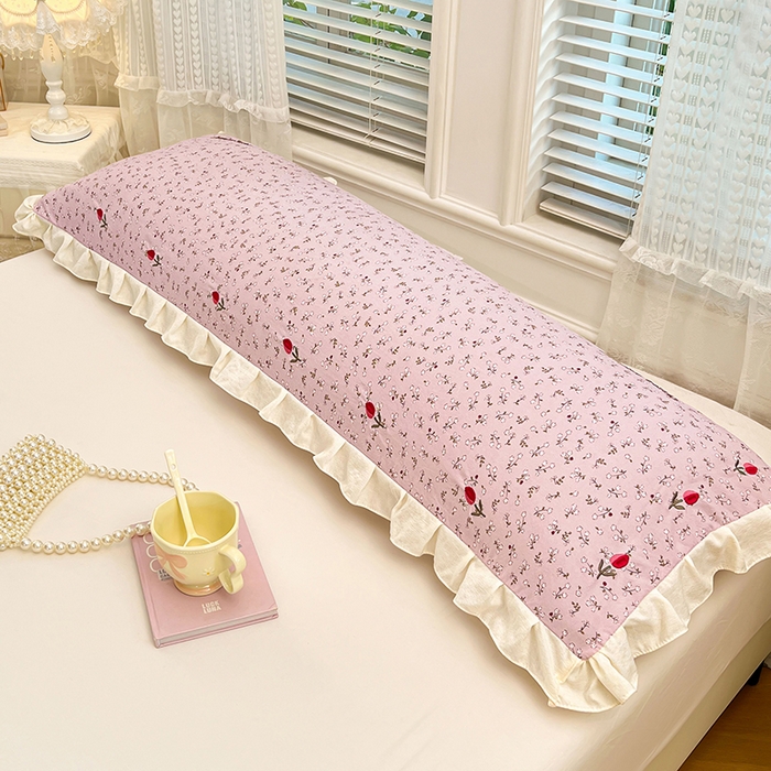 91家纺网 家纺一手货源 找家纺 梦舒羽 2026新款A类云朵棉刺绣花边枕套宿舍情侣绣花双人加长枕芯内胆套 爱丽丝-粉（刺绣款）